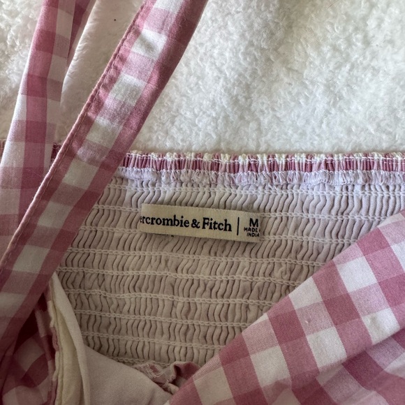 Abercrombie Pink Gingham Crop Halter Top Size Medium - Picture 3 of 4